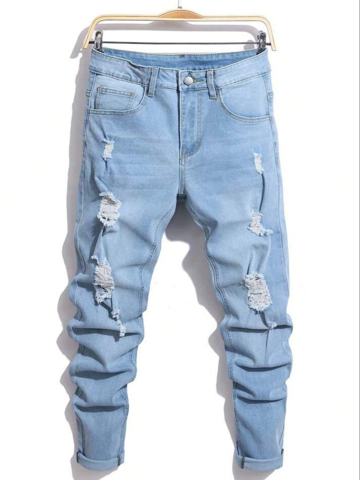 DEVIL-DENIM Men's Fashion Stretchy Distressed Denim Jeans
